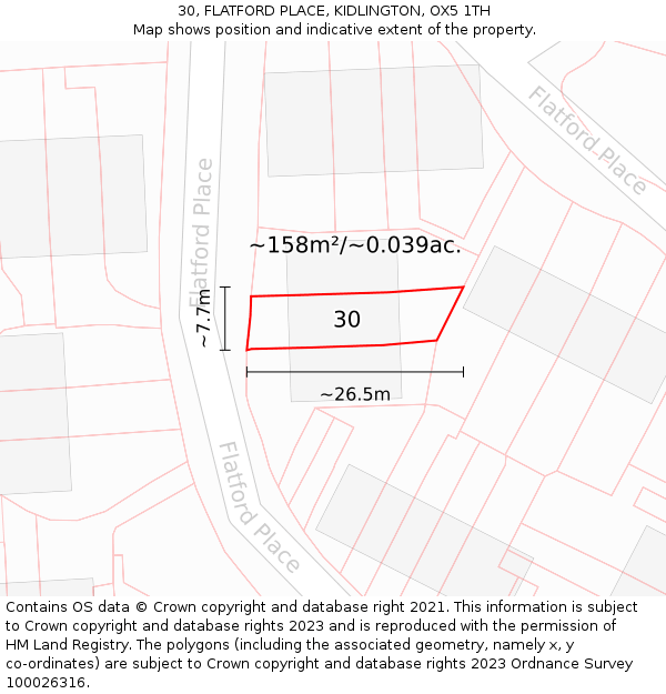 30, FLATFORD PLACE, KIDLINGTON, OX5 1TH: Plot and title map