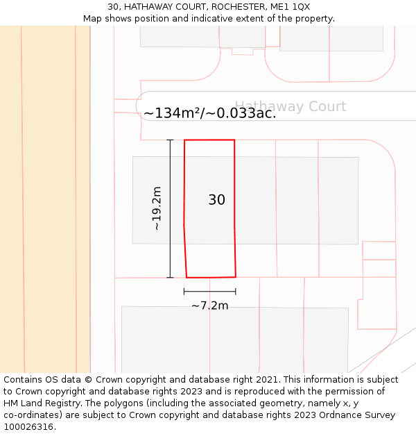 30, HATHAWAY COURT, ROCHESTER, ME1 1QX: Plot and title map