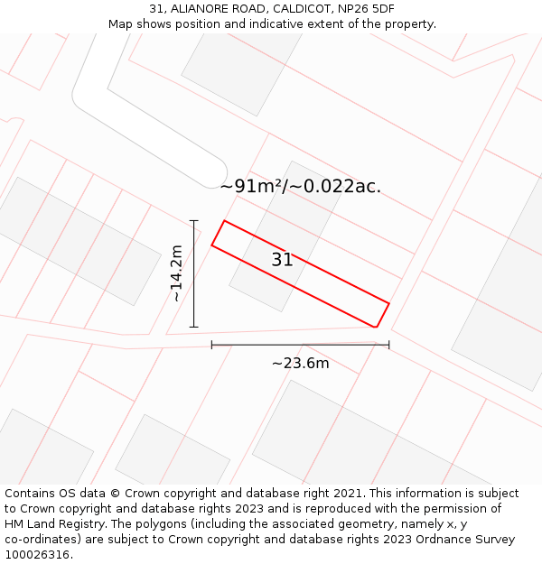 31, ALIANORE ROAD, CALDICOT, NP26 5DF: Plot and title map
