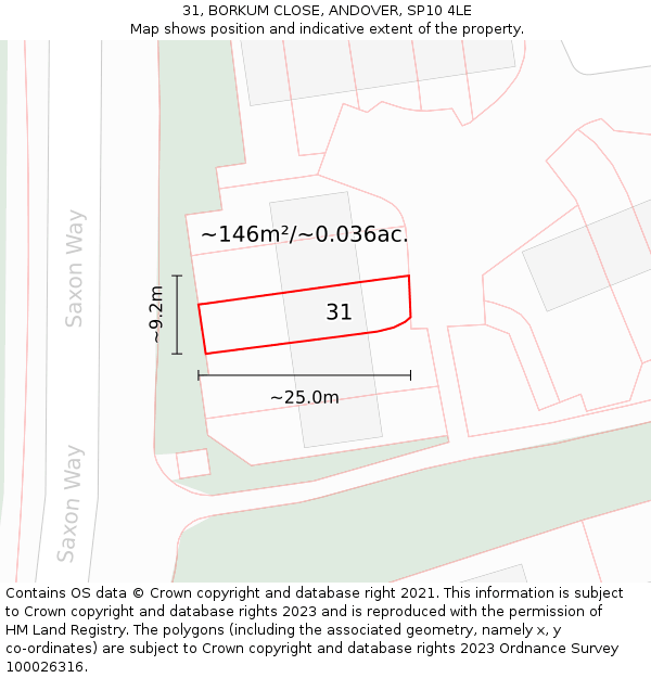 31, BORKUM CLOSE, ANDOVER, SP10 4LE: Plot and title map