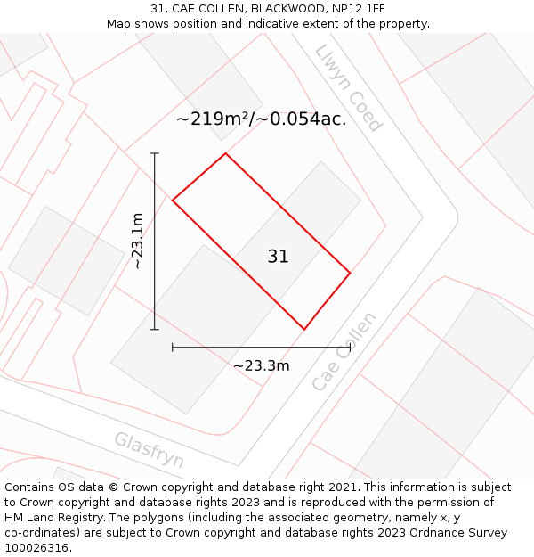 31, CAE COLLEN, BLACKWOOD, NP12 1FF: Plot and title map