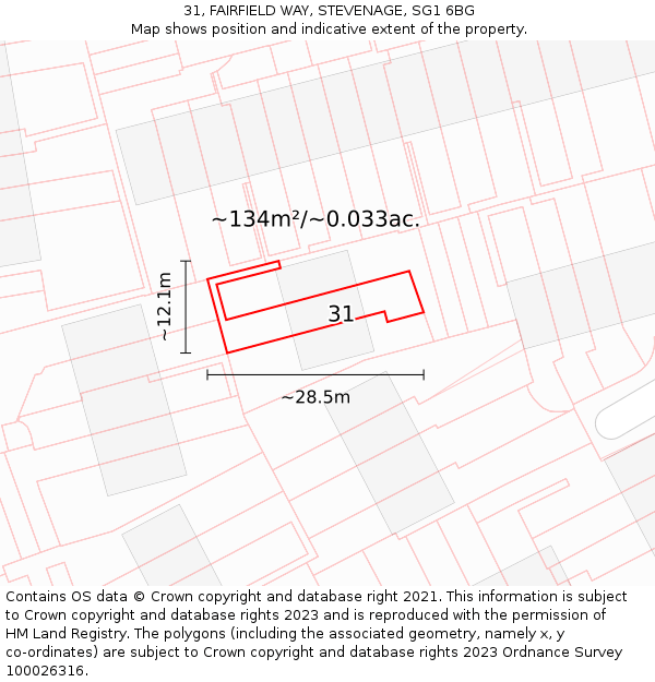 31, FAIRFIELD WAY, STEVENAGE, SG1 6BG: Plot and title map