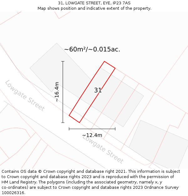 31, LOWGATE STREET, EYE, IP23 7AS: Plot and title map