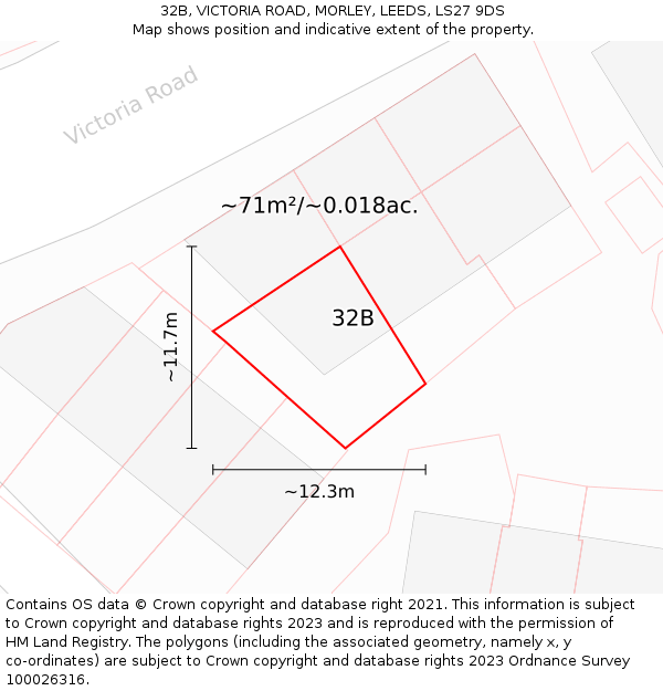 32B, VICTORIA ROAD, MORLEY, LEEDS, LS27 9DS: Plot and title map