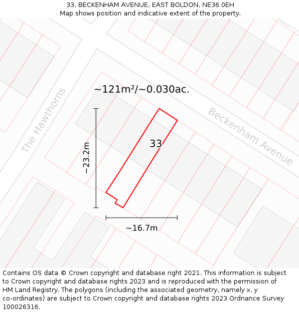 33, BECKENHAM AVENUE, EAST BOLDON, NE36 0EH: Plot and title map
