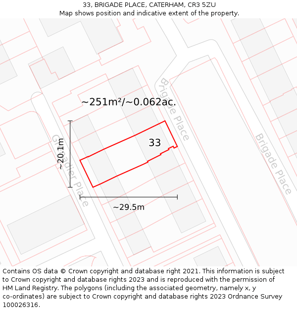 33, BRIGADE PLACE, CATERHAM, CR3 5ZU: Plot and title map