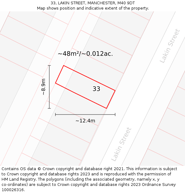 33, LAKIN STREET, MANCHESTER, M40 9DT: Plot and title map