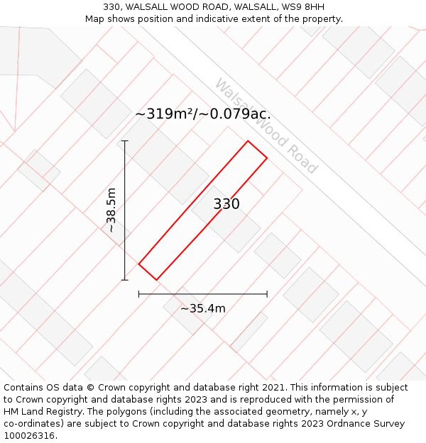 330, WALSALL WOOD ROAD, WALSALL, WS9 8HH: Plot and title map