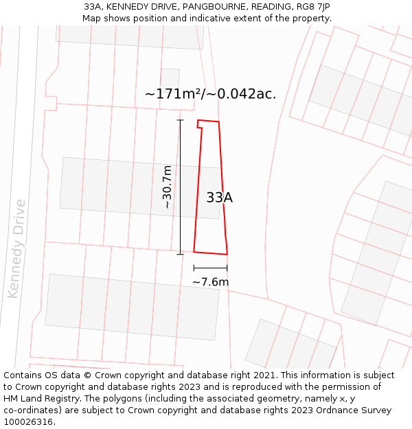 33A, KENNEDY DRIVE, PANGBOURNE, READING, RG8 7JP: Plot and title map