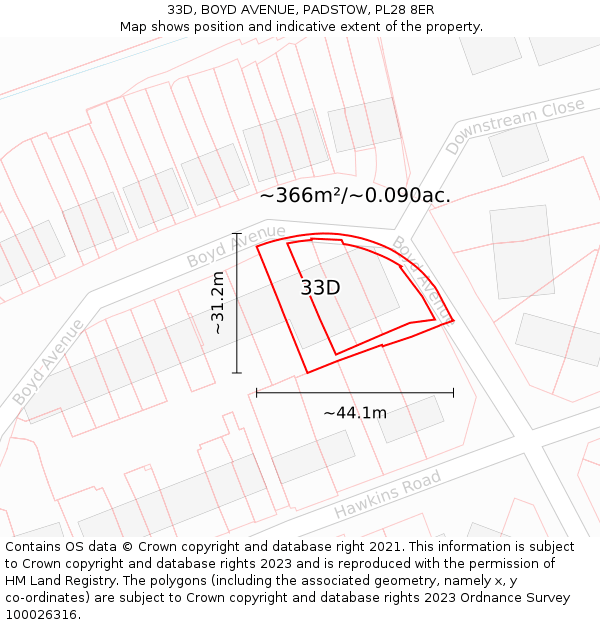 33D, BOYD AVENUE, PADSTOW, PL28 8ER: Plot and title map