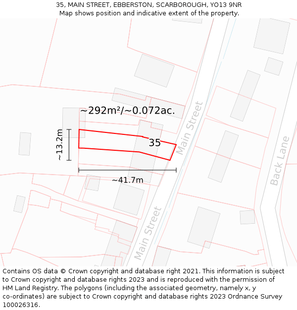 35, MAIN STREET, EBBERSTON, SCARBOROUGH, YO13 9NR: Plot and title map