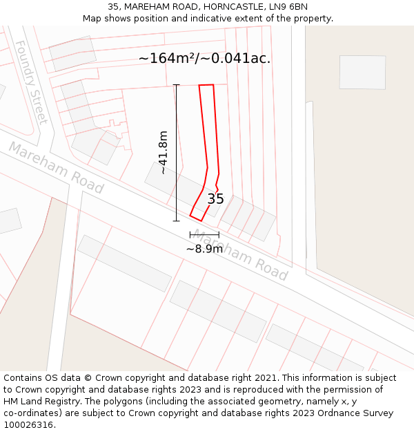 35, MAREHAM ROAD, HORNCASTLE, LN9 6BN: Plot and title map