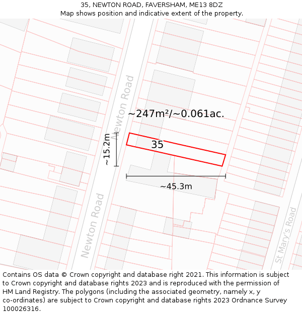 35, NEWTON ROAD, FAVERSHAM, ME13 8DZ: Plot and title map