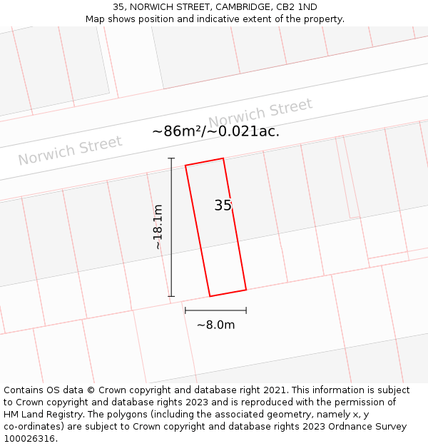 35, NORWICH STREET, CAMBRIDGE, CB2 1ND: Plot and title map