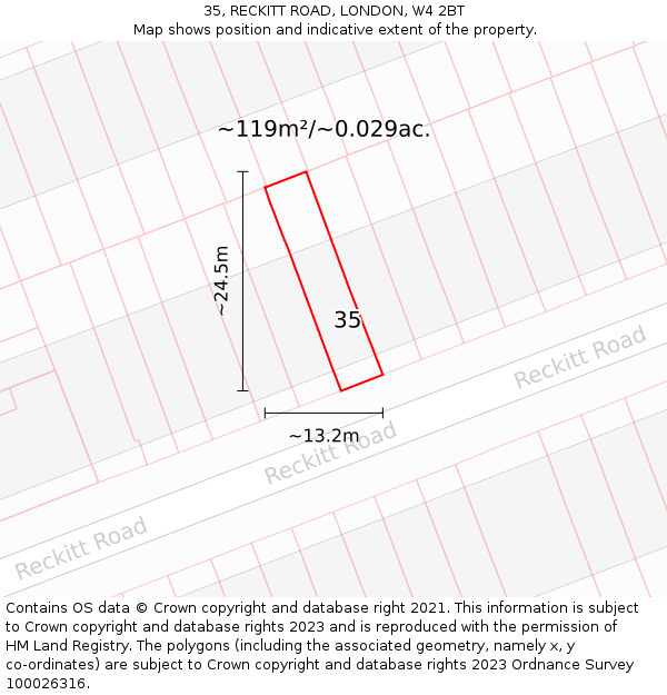 35, RECKITT ROAD, LONDON, W4 2BT: Plot and title map