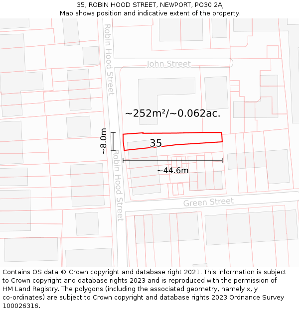35, ROBIN HOOD STREET, NEWPORT, PO30 2AJ: Plot and title map