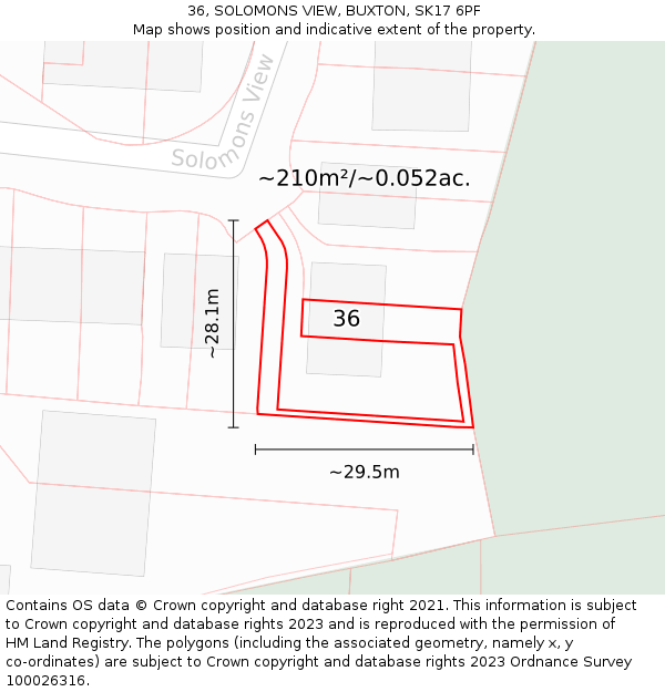 36, SOLOMONS VIEW, BUXTON, SK17 6PF: Plot and title map
