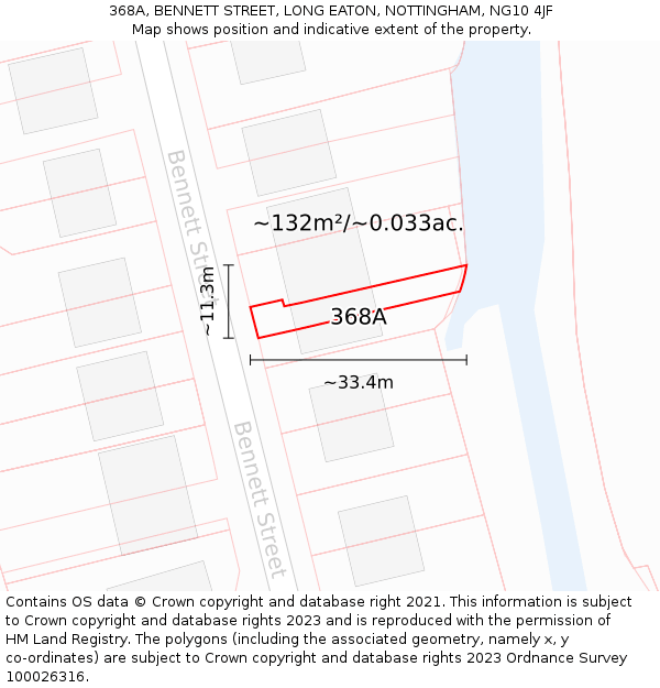368A, BENNETT STREET, LONG EATON, NOTTINGHAM, NG10 4JF: Plot and title map