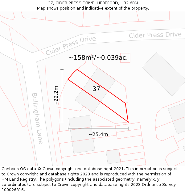 37, CIDER PRESS DRIVE, HEREFORD, HR2 6RN: Plot and title map