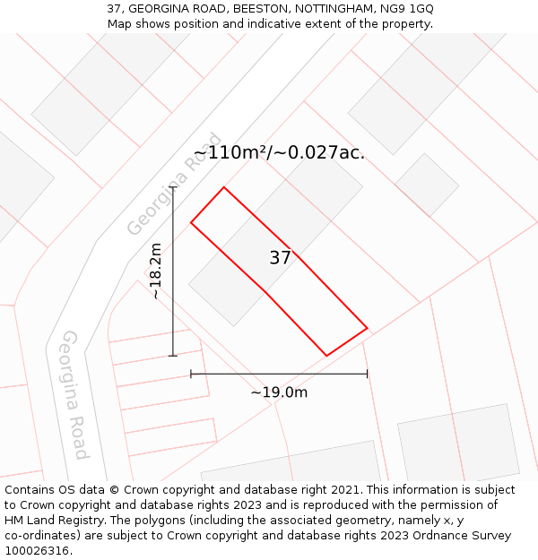 37, GEORGINA ROAD, BEESTON, NOTTINGHAM, NG9 1GQ: Plot and title map