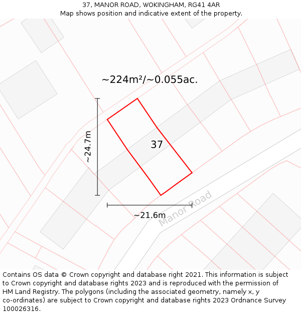 37, MANOR ROAD, WOKINGHAM, RG41 4AR: Plot and title map