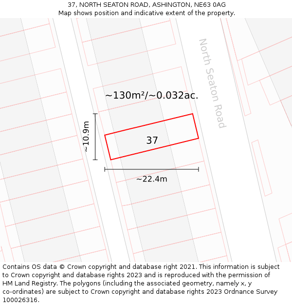 37, NORTH SEATON ROAD, ASHINGTON, NE63 0AG: Plot and title map