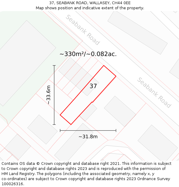 37, SEABANK ROAD, WALLASEY, CH44 0EE: Plot and title map