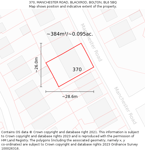 370, MANCHESTER ROAD, BLACKROD, BOLTON, BL6 5BQ: Plot and title map