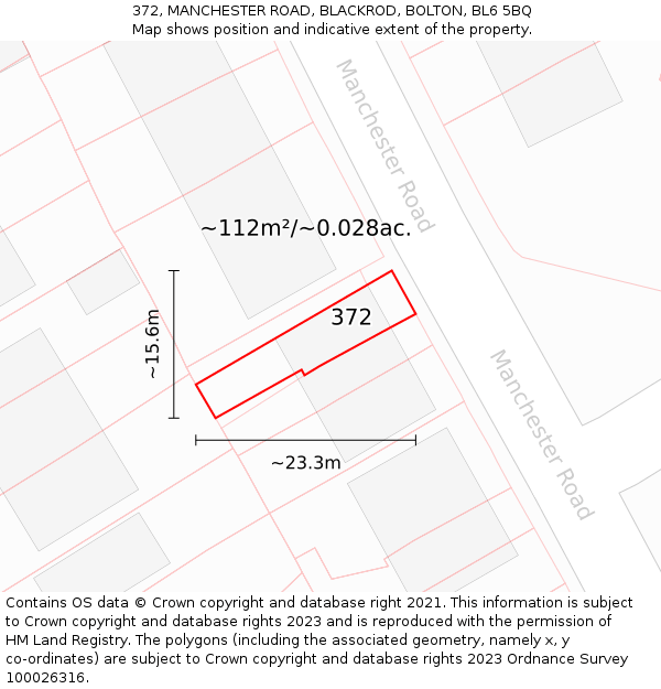 372, MANCHESTER ROAD, BLACKROD, BOLTON, BL6 5BQ: Plot and title map