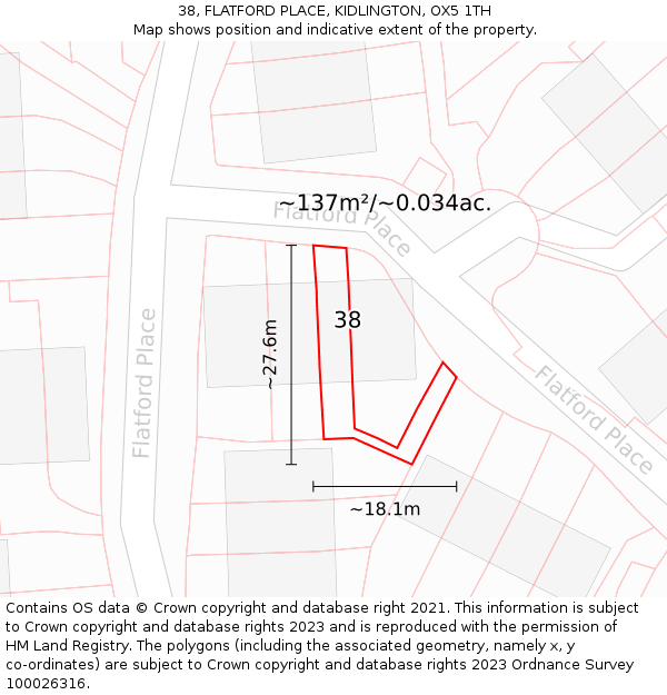 38, FLATFORD PLACE, KIDLINGTON, OX5 1TH: Plot and title map