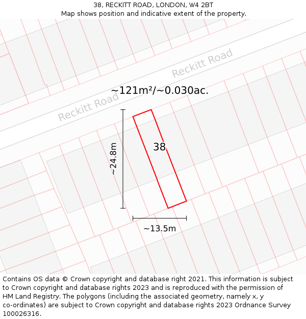 38, RECKITT ROAD, LONDON, W4 2BT: Plot and title map