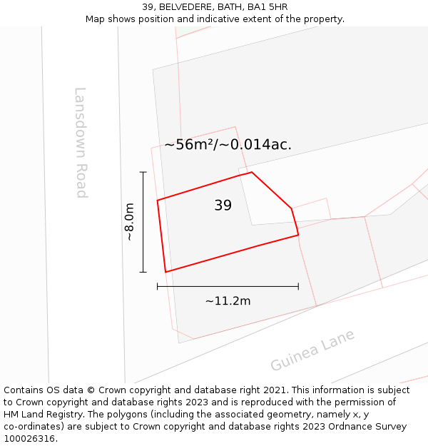 39, BELVEDERE, BATH, BA1 5HR: Plot and title map