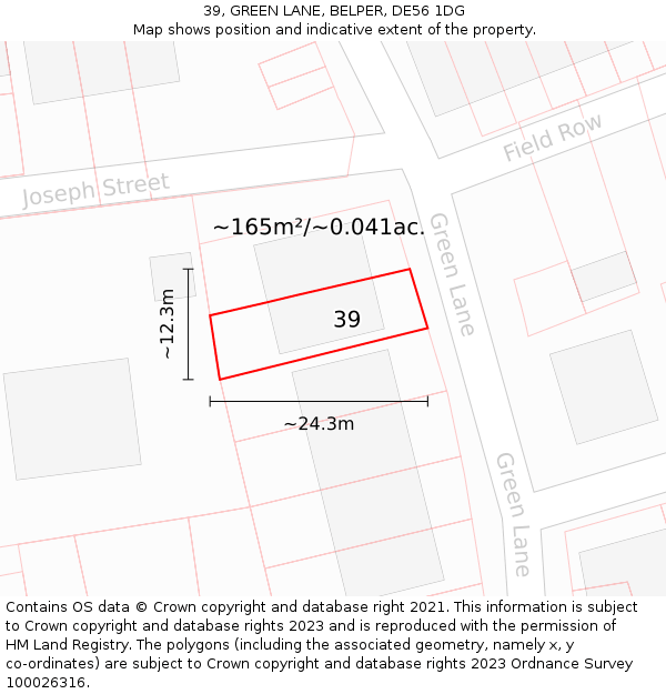 39, GREEN LANE, BELPER, DE56 1DG: Plot and title map