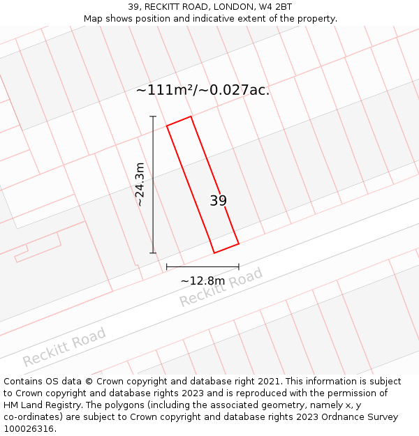 39, RECKITT ROAD, LONDON, W4 2BT: Plot and title map