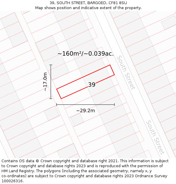 39, SOUTH STREET, BARGOED, CF81 8SU: Plot and title map