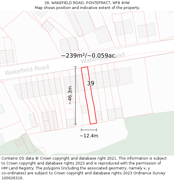 39, WAKEFIELD ROAD, PONTEFRACT, WF8 4HW: Plot and title map