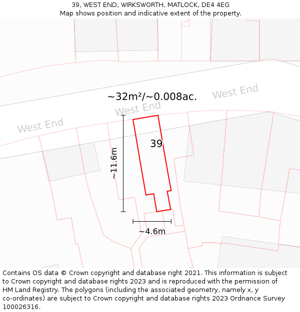 39, WEST END, WIRKSWORTH, MATLOCK, DE4 4EG: Plot and title map