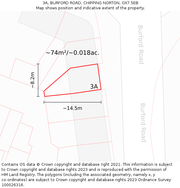 3A, BURFORD ROAD, CHIPPING NORTON, OX7 5EB: Plot and title map