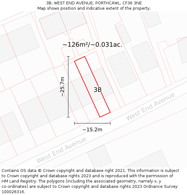 3B, WEST END AVENUE, PORTHCAWL, CF36 3NE: Plot and title map