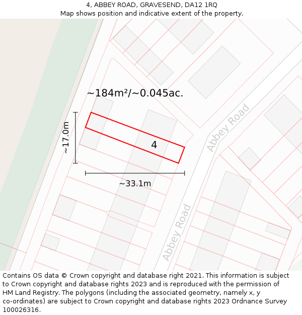 4, ABBEY ROAD, GRAVESEND, DA12 1RQ: Plot and title map