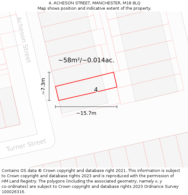 4, ACHESON STREET, MANCHESTER, M18 8LQ: Plot and title map