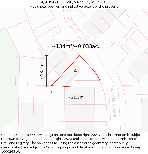 4, ALICANTE CLOSE, MALVERN, WR14 2SH: Plot and title map