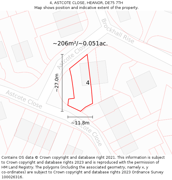 4, ASTCOTE CLOSE, HEANOR, DE75 7TH: Plot and title map