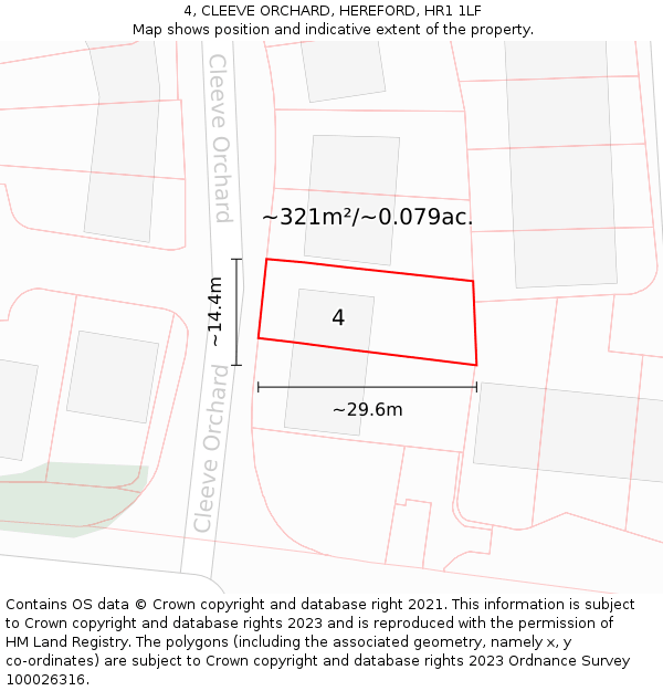 4, CLEEVE ORCHARD, HEREFORD, HR1 1LF: Plot and title map