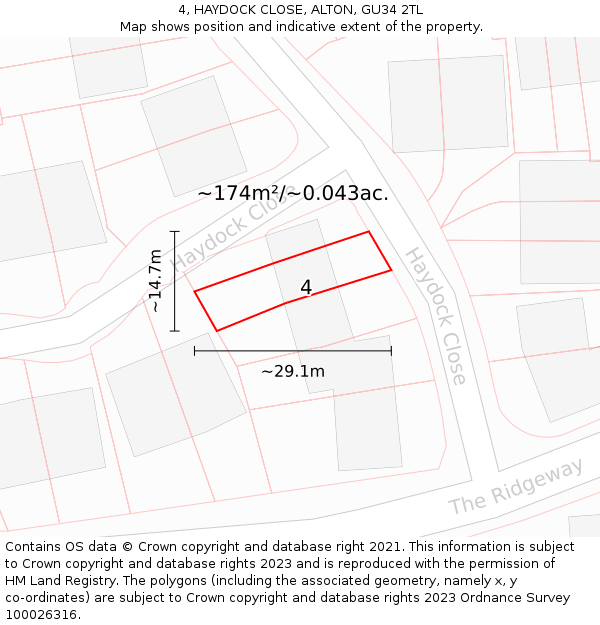 4, HAYDOCK CLOSE, ALTON, GU34 2TL: Plot and title map