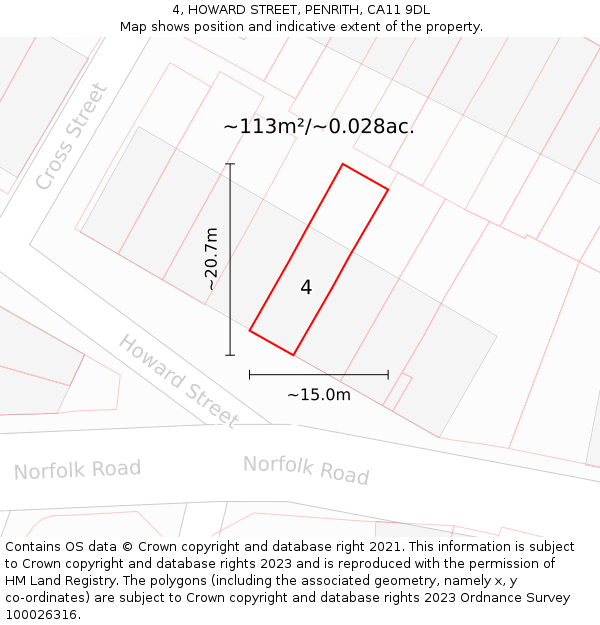4, HOWARD STREET, PENRITH, CA11 9DL: Plot and title map