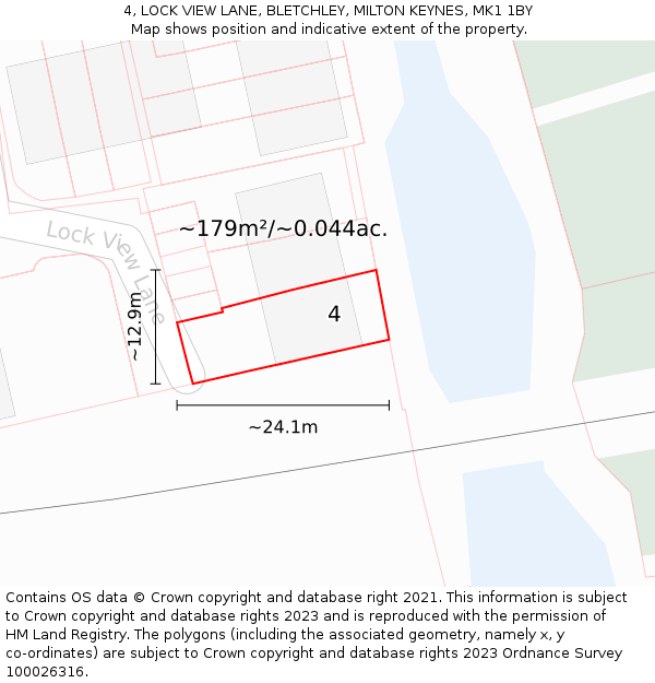4, LOCK VIEW LANE, BLETCHLEY, MILTON KEYNES, MK1 1BY: Plot and title map