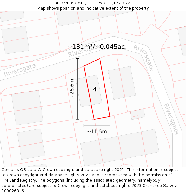4, RIVERSGATE, FLEETWOOD, FY7 7NZ: Plot and title map