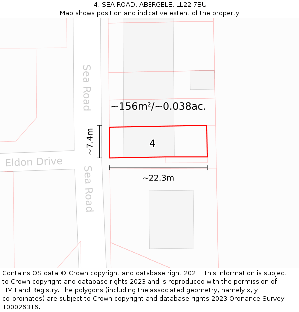 4, SEA ROAD, ABERGELE, LL22 7BU: Plot and title map