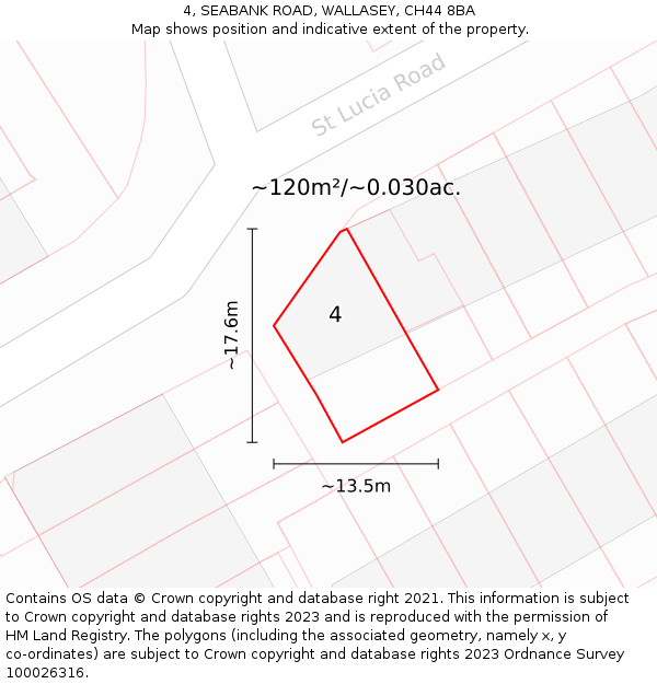 4, SEABANK ROAD, WALLASEY, CH44 8BA: Plot and title map